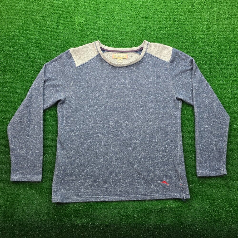 Tommy Bahama Sweatshirt Mens Large Blue Melange Pullover Preppy Golf Casual